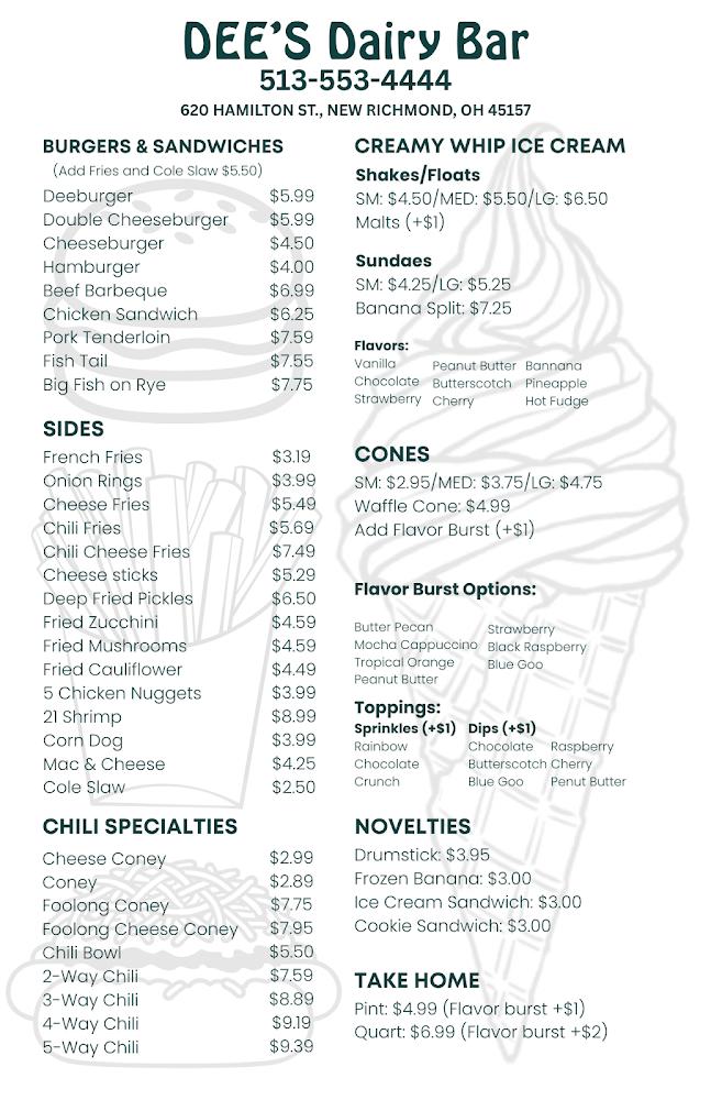 Dee's Dairy Bar Menu image 1
